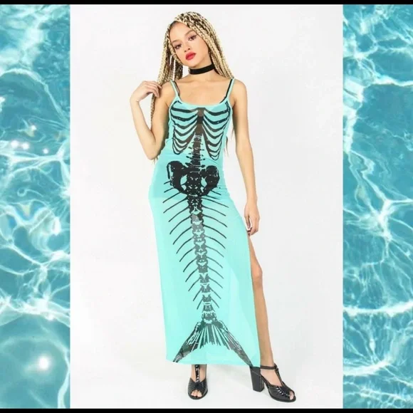 chinese dress ladies Ghastly Siren Skeleton Mermaid Dress